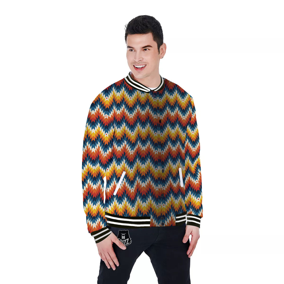 Aztec American Print Pattern Baseball Jacket-grizzshop