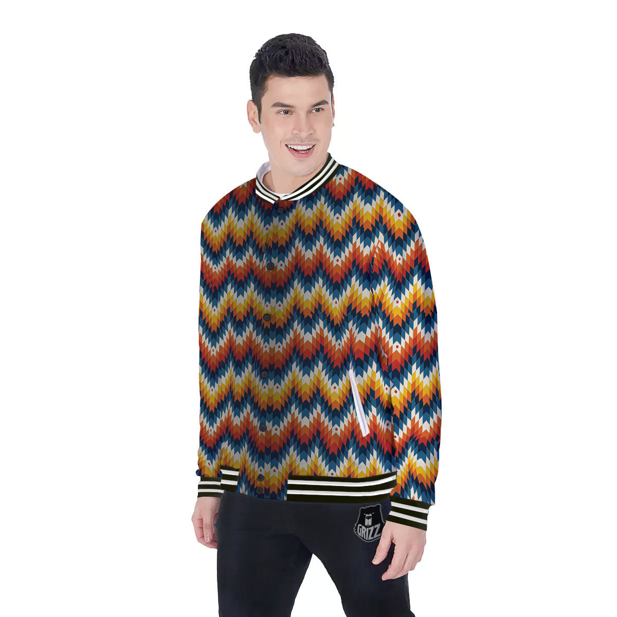 Aztec American Print Pattern Baseball Jacket-grizzshop