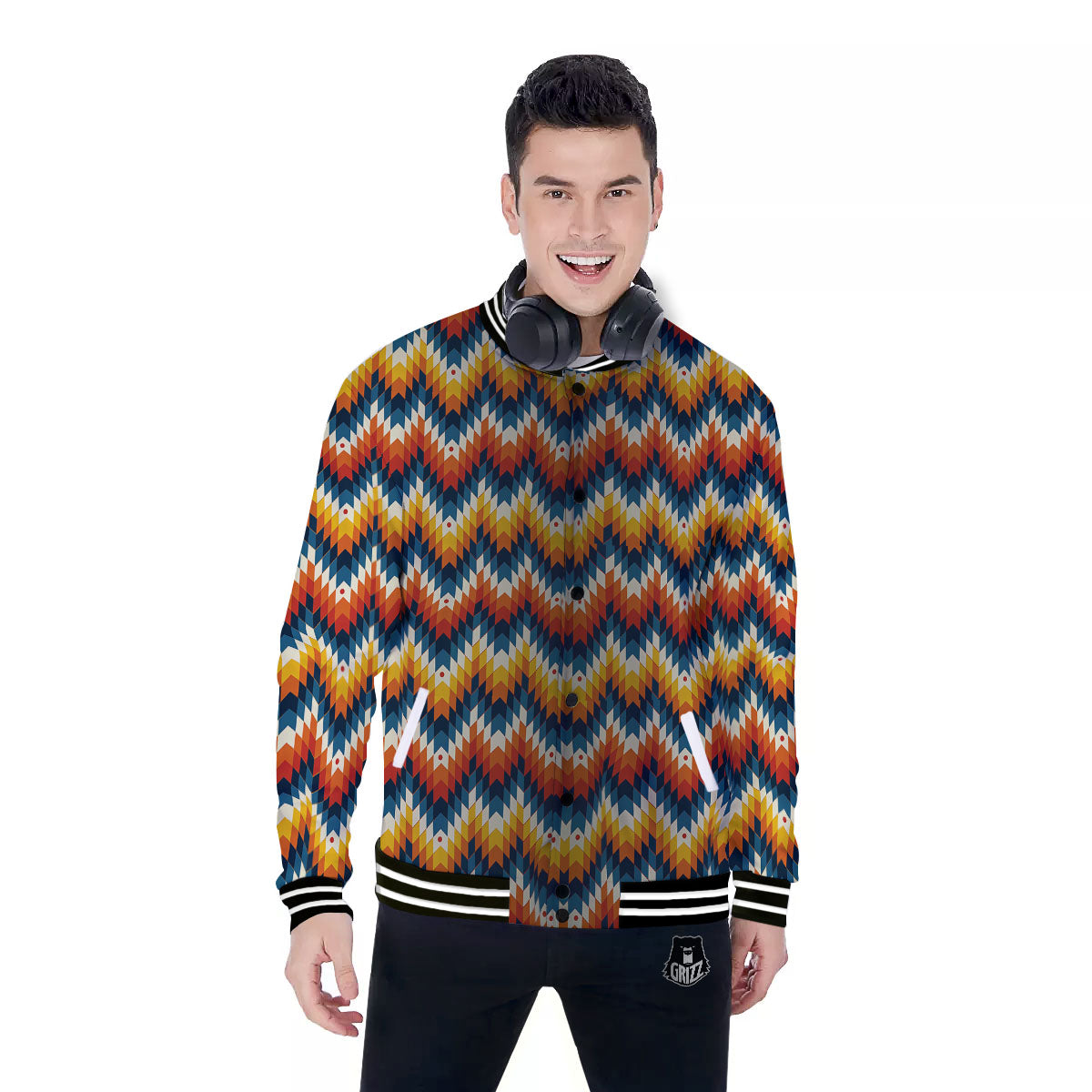 Aztec American Print Pattern Baseball Jacket-grizzshop