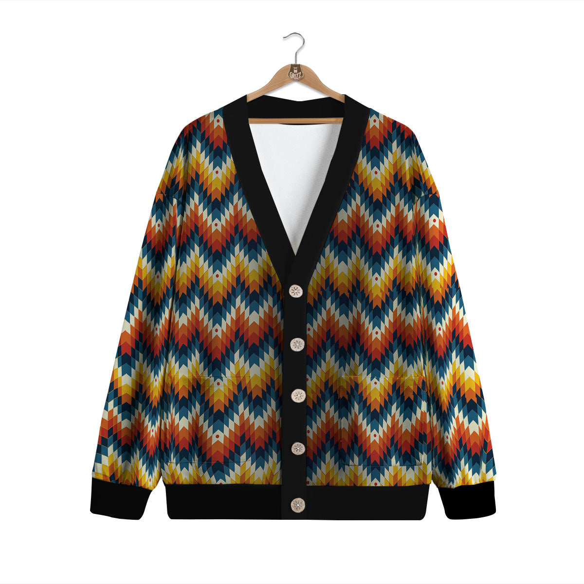 Aztec American Print Pattern Cardigan-grizzshop