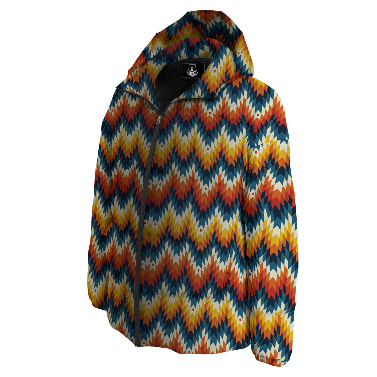 Aztec American Print Pattern Down Jacket-grizzshop