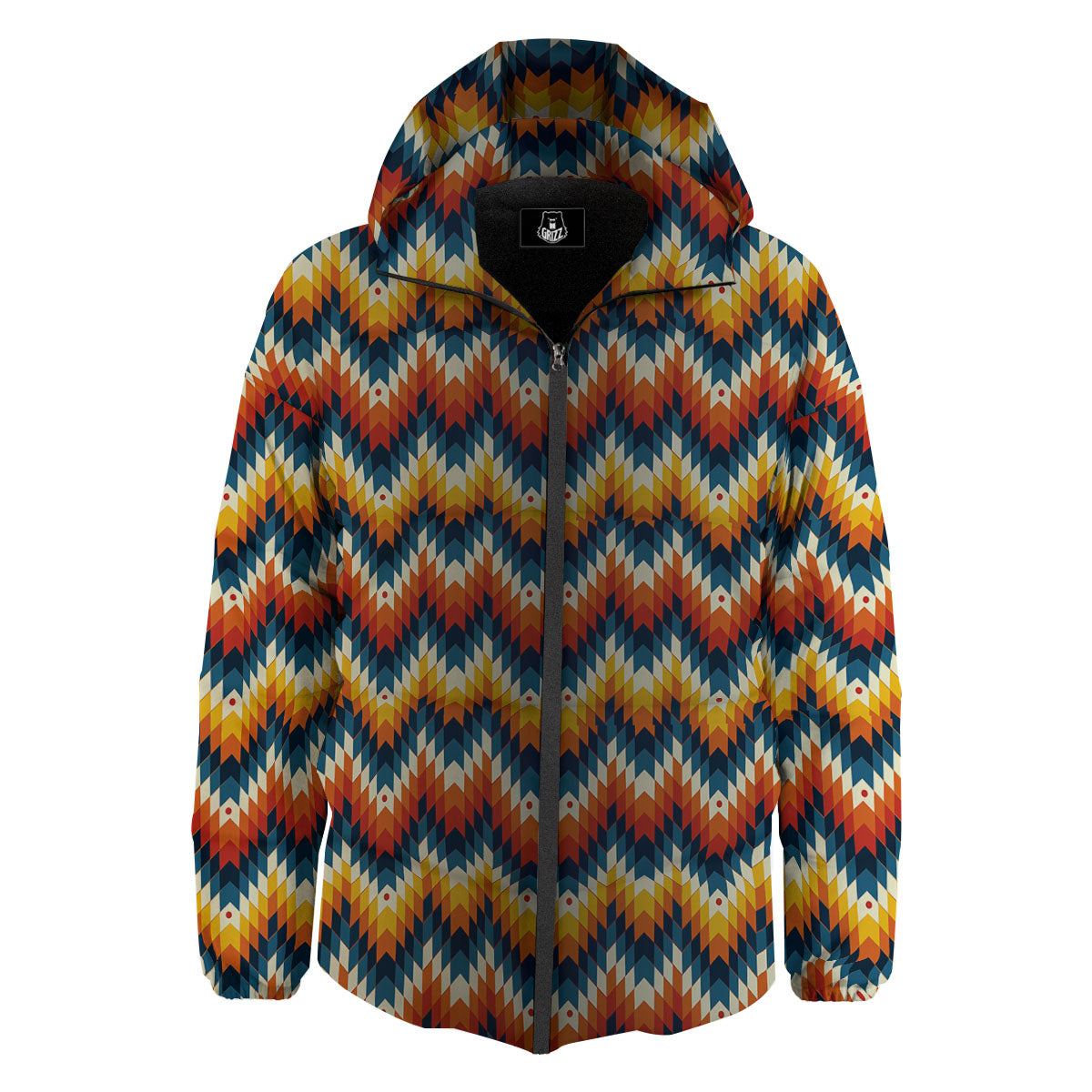 Aztec American Print Pattern Down Jacket-grizzshop