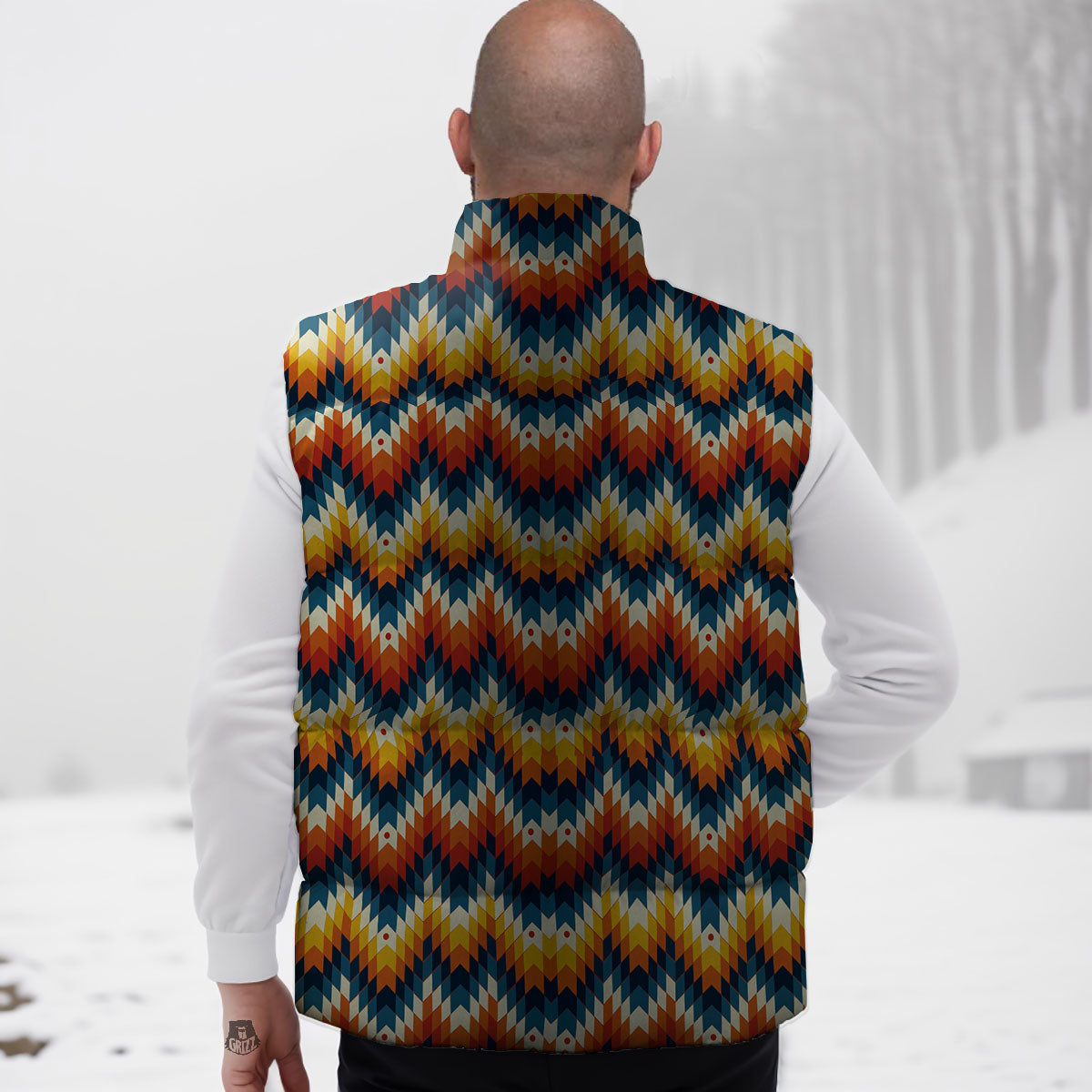Aztec American Print Pattern Down Vest-grizzshop
