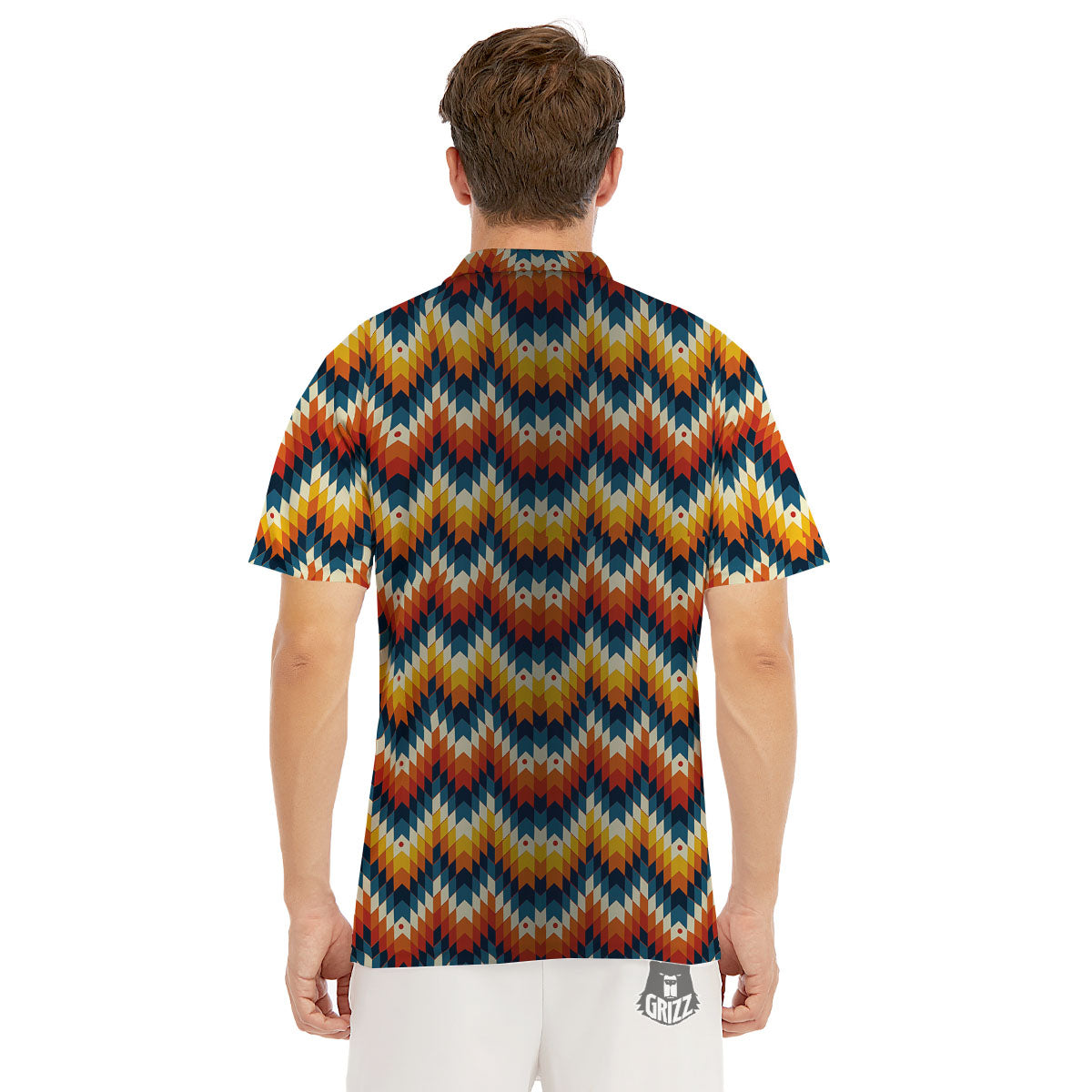 Aztec American Print Pattern Men's Golf Shirts-grizzshop
