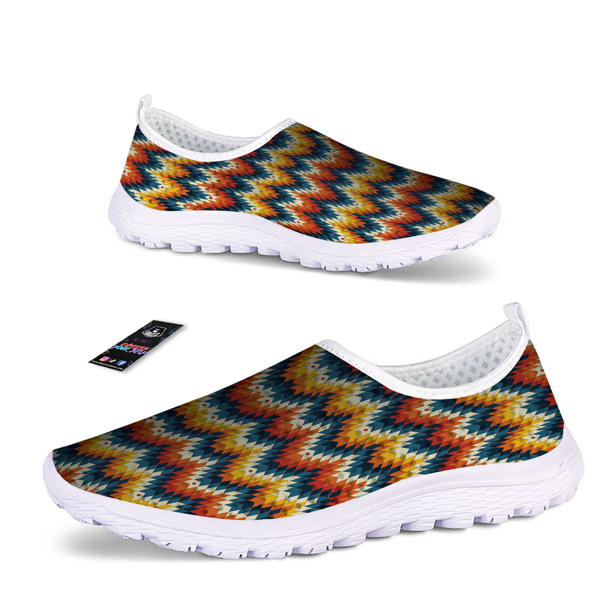 Aztec American Print Pattern Nurse Shoes-grizzshop