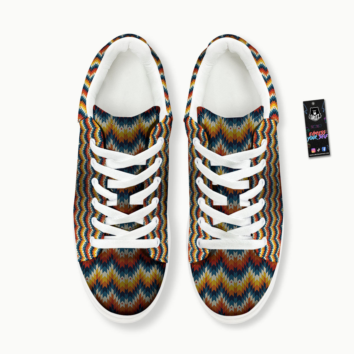 Aztec American Print Pattern Platform Shoes-grizzshop