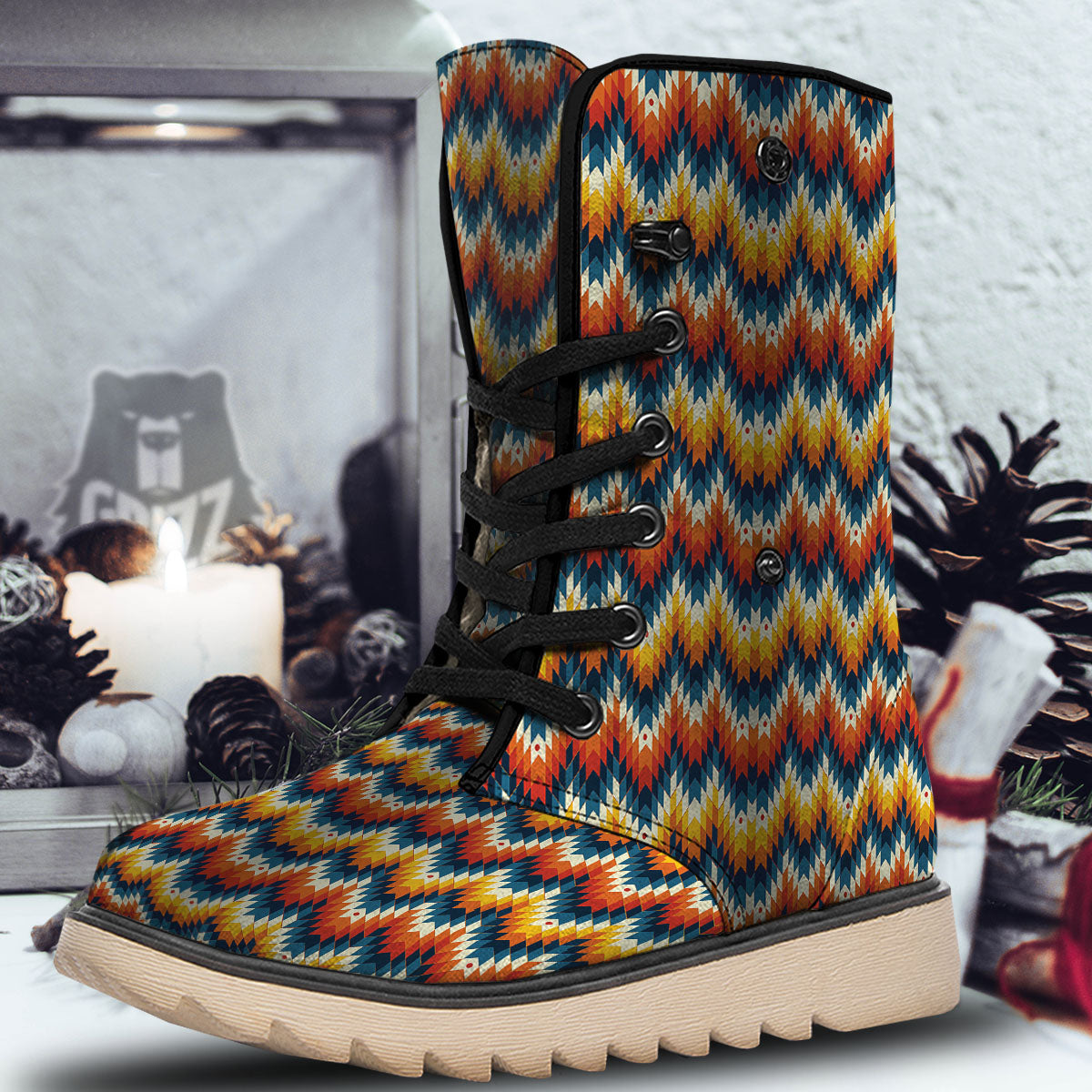 Aztec American Print Pattern Snow Boots-grizzshop