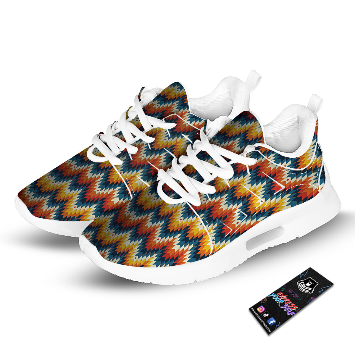 Aztec American Print Pattern Tennis Shoes-grizzshop