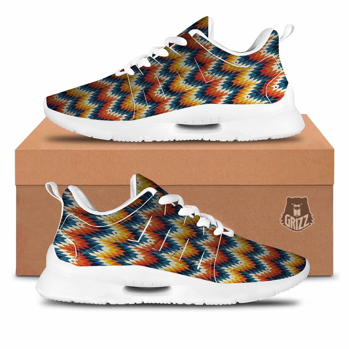 Aztec American Print Pattern Tennis Shoes-grizzshop