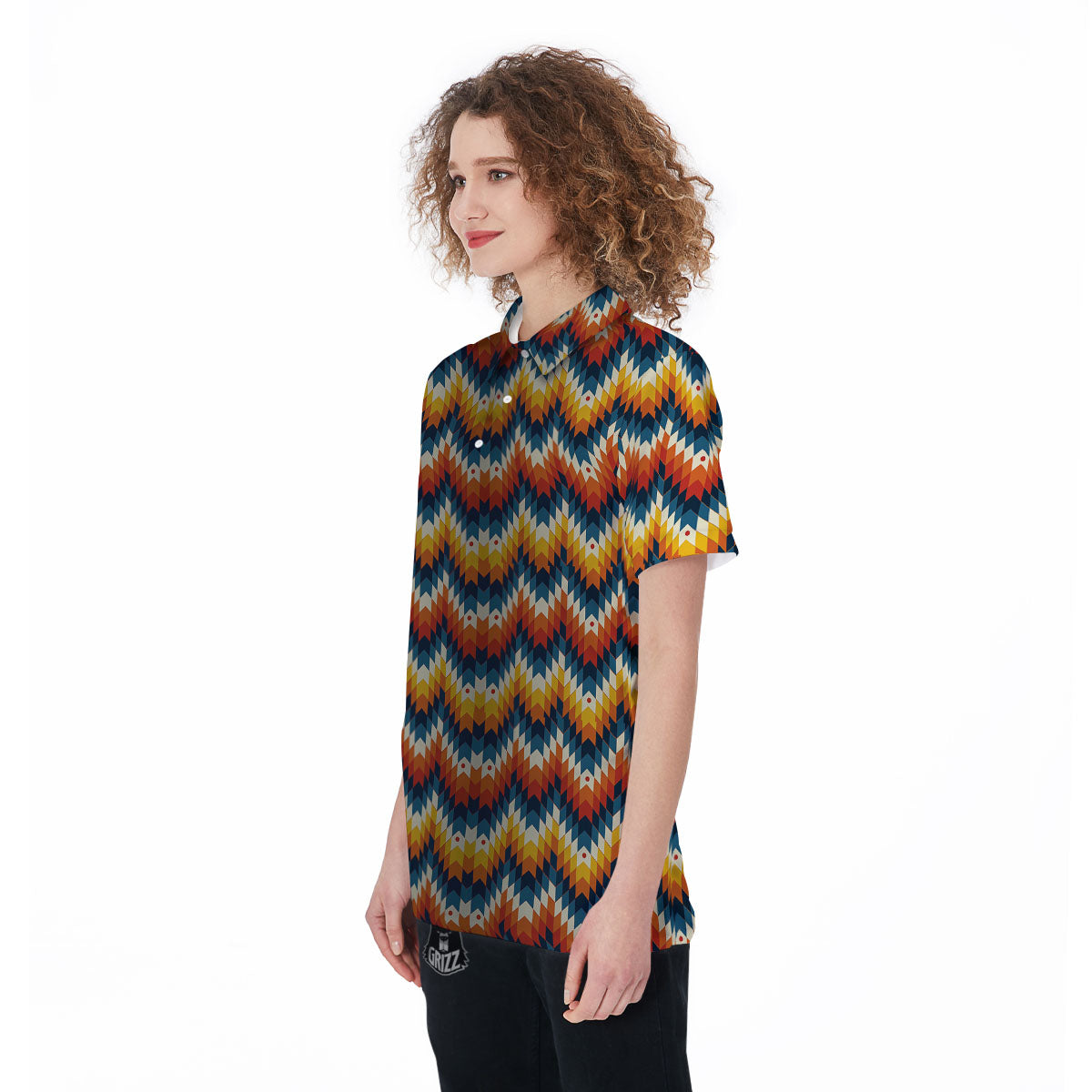 Aztec American Print Pattern Women's Golf Shirts-grizzshop