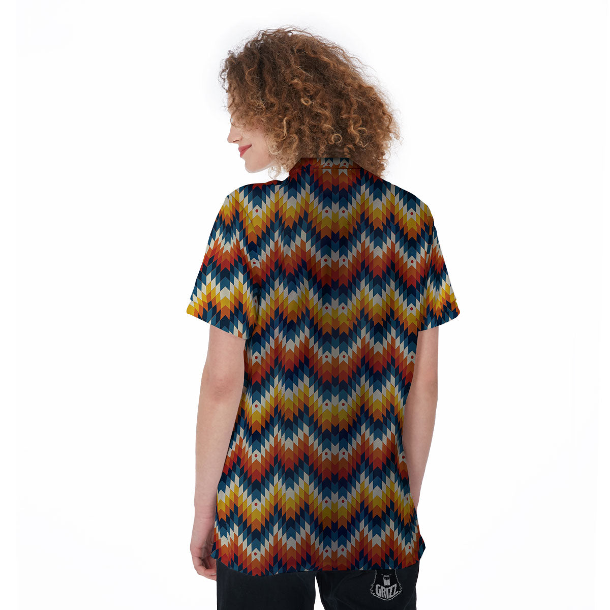 Aztec American Print Pattern Women's Golf Shirts-grizzshop