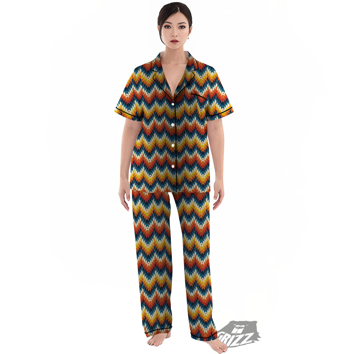 Aztec American Print Pattern Women's Pajamas Set-grizzshop