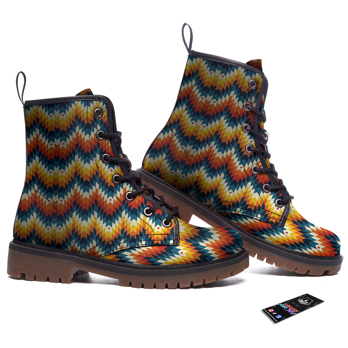 Aztec American Print Pattern Work Boots-grizzshop