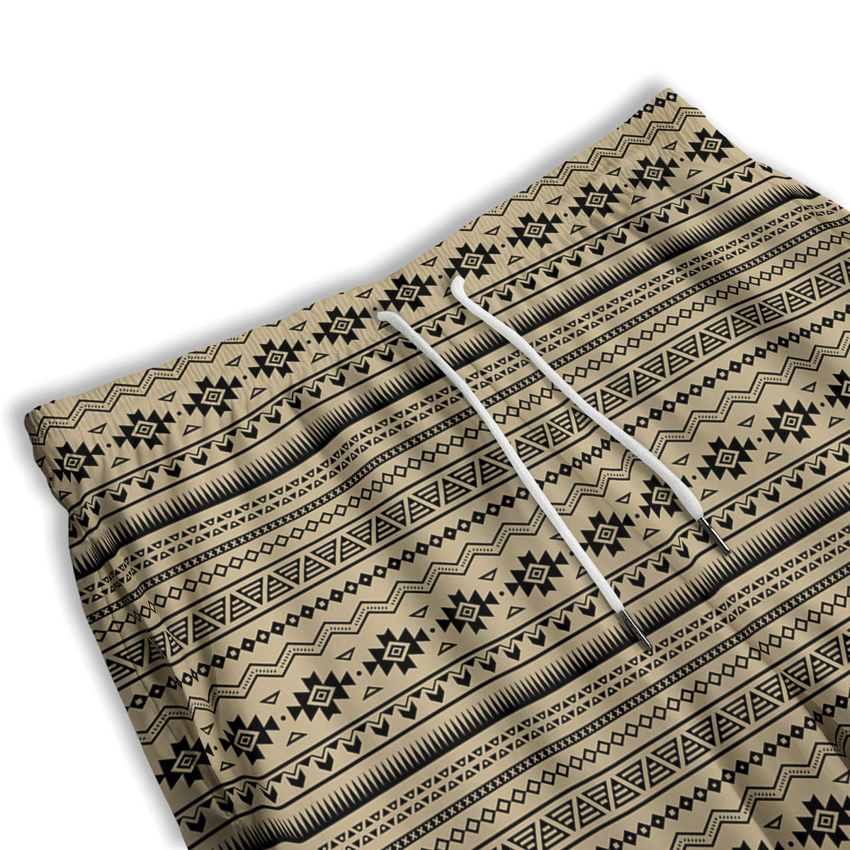 Aztec Beige And Black Print Pattern Men's Athletic Shorts