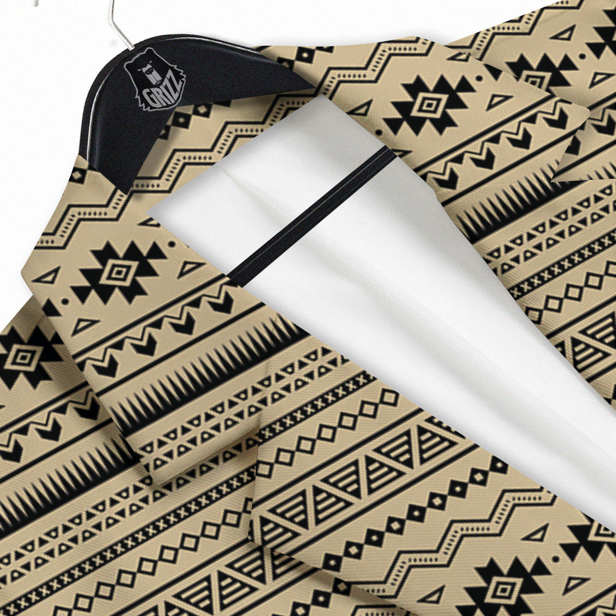 Aztec Beige And Black Print Pattern Men's Sport Coat-grizzshop