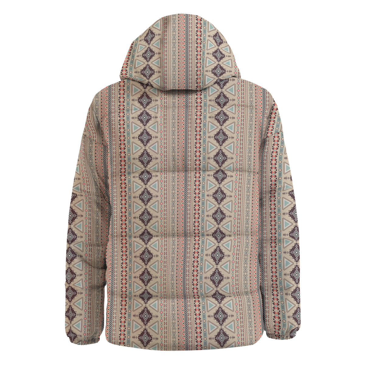Aztec Beige Print Pattern Down Jacket-grizzshop