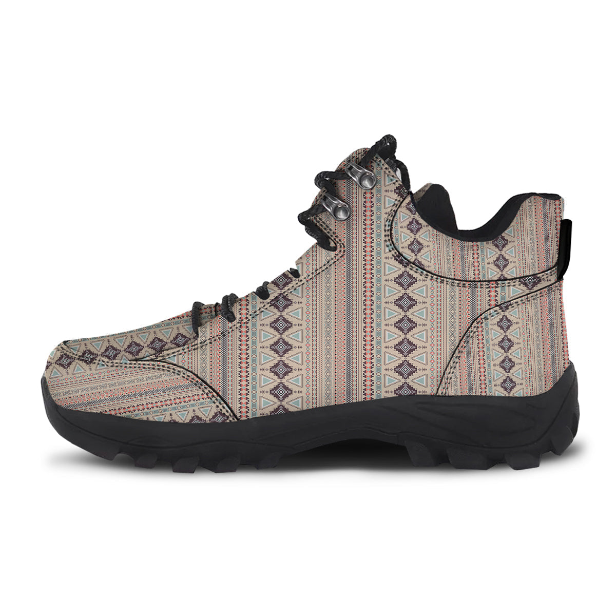 Aztec Beige Print Pattern Hiking Shoes-grizzshop