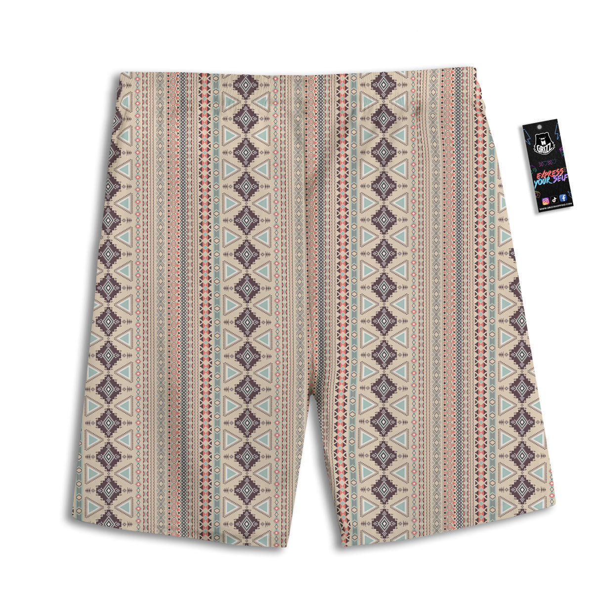 Aztec Beige Print Pattern Men's Athletic Shorts