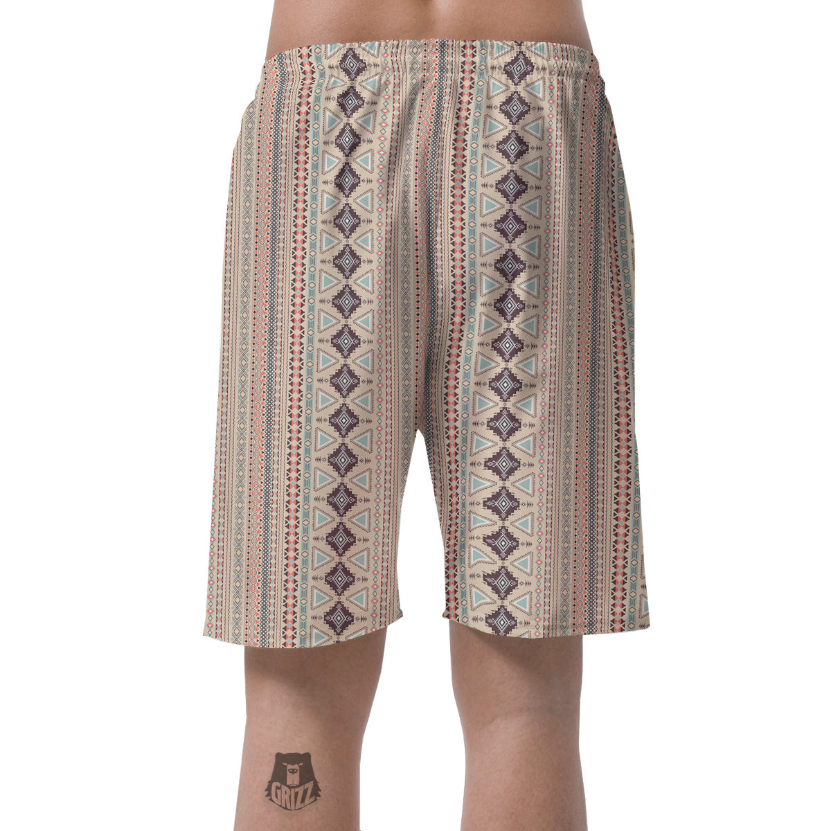 Aztec Beige Print Pattern Men's Shorts-grizzshop