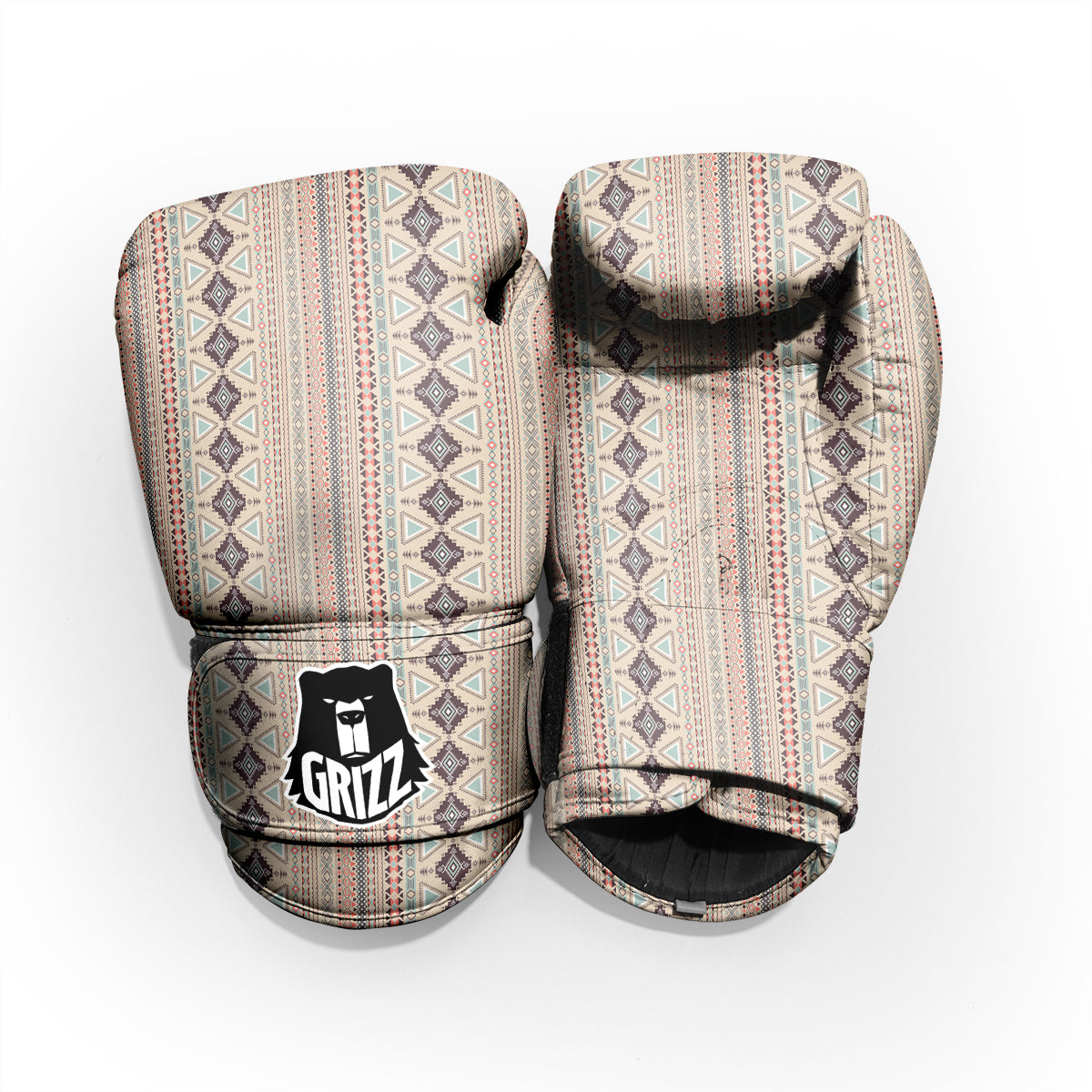 Aztec Beige Print Pattern Sparring Gloves-grizzshop