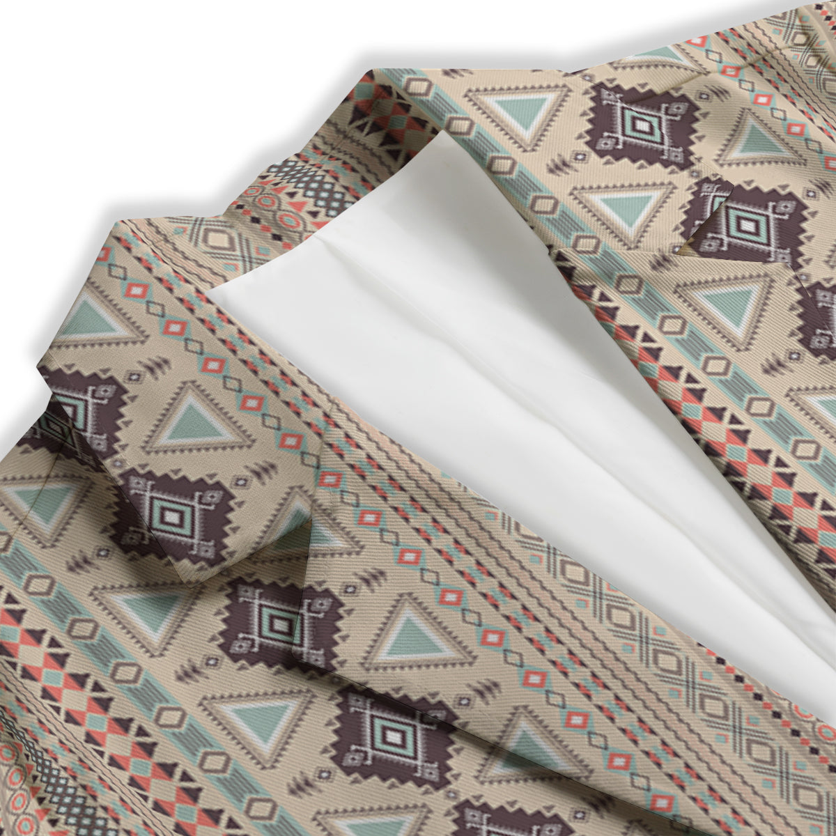 Aztec Beige Print Pattern Women's Blazer-grizzshop