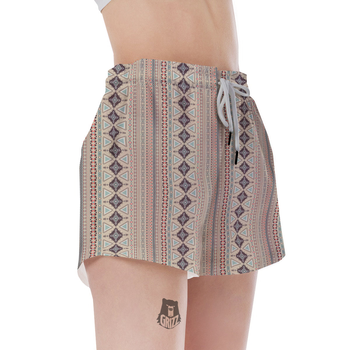 Aztec Beige Print Pattern Women's Shorts-grizzshop