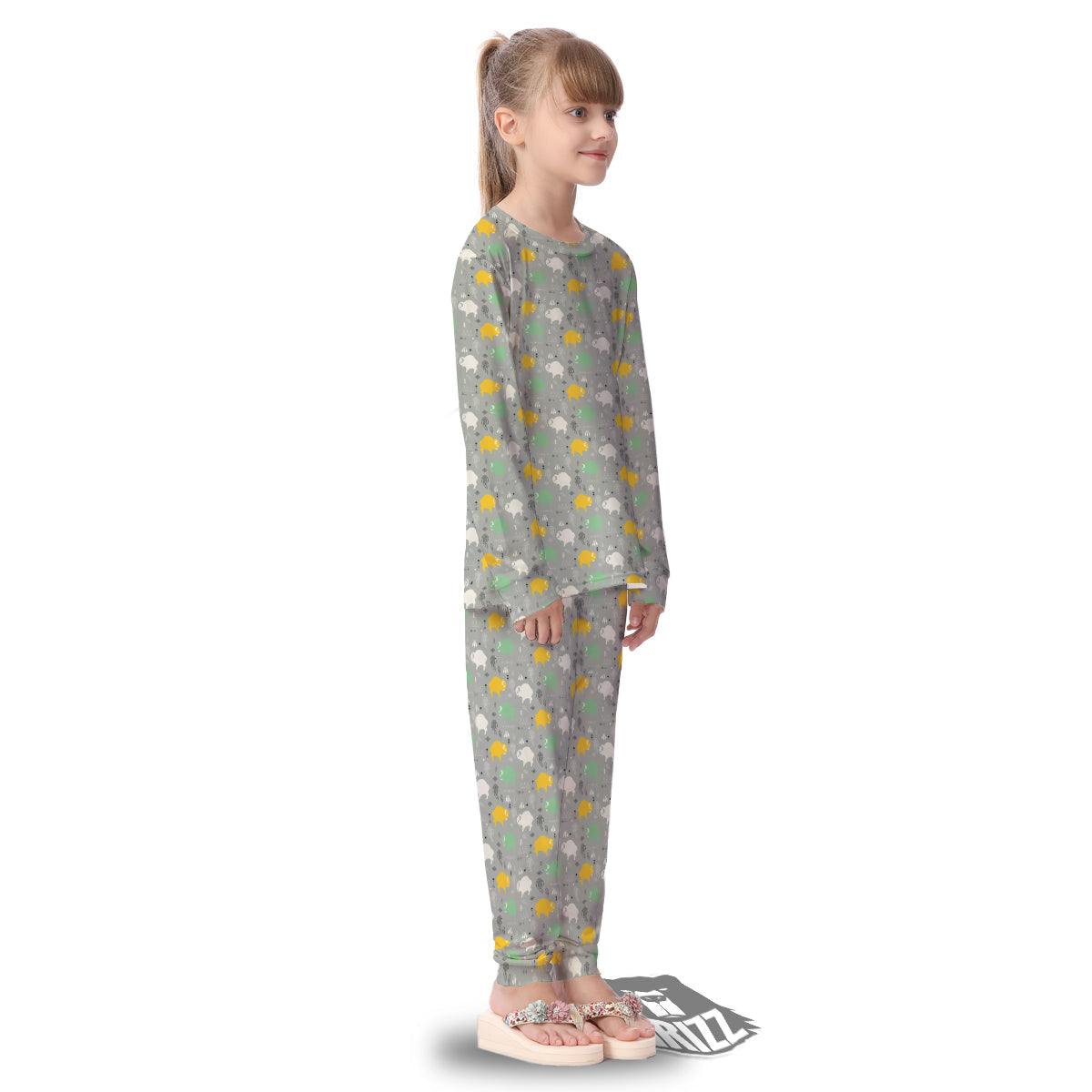 Aztec Bison Print Pattern Kid's Pajamas-grizzshop