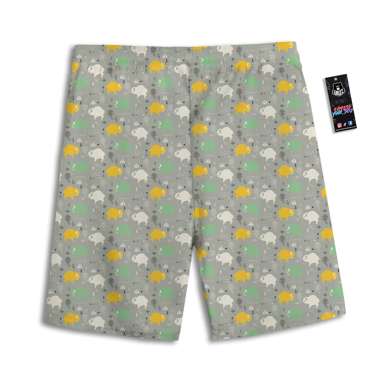 Aztec Bison Print Pattern Men's Athletic Shorts
