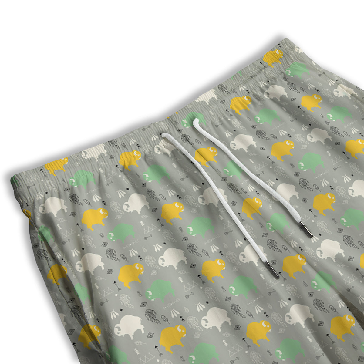 Aztec Bison Print Pattern Men's Athletic Shorts