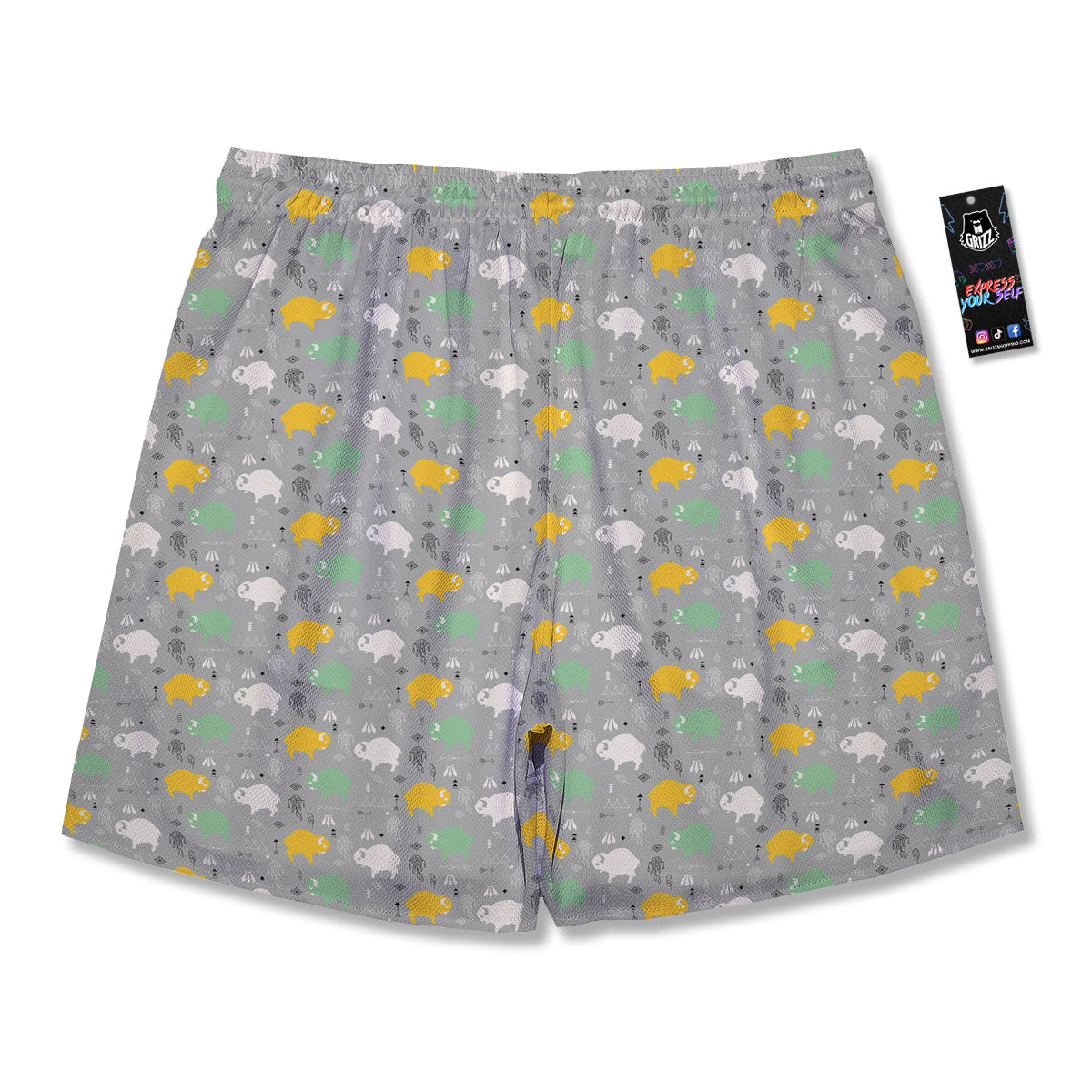 Aztec Bison Print Pattern Men's Running Shorts-grizzshop
