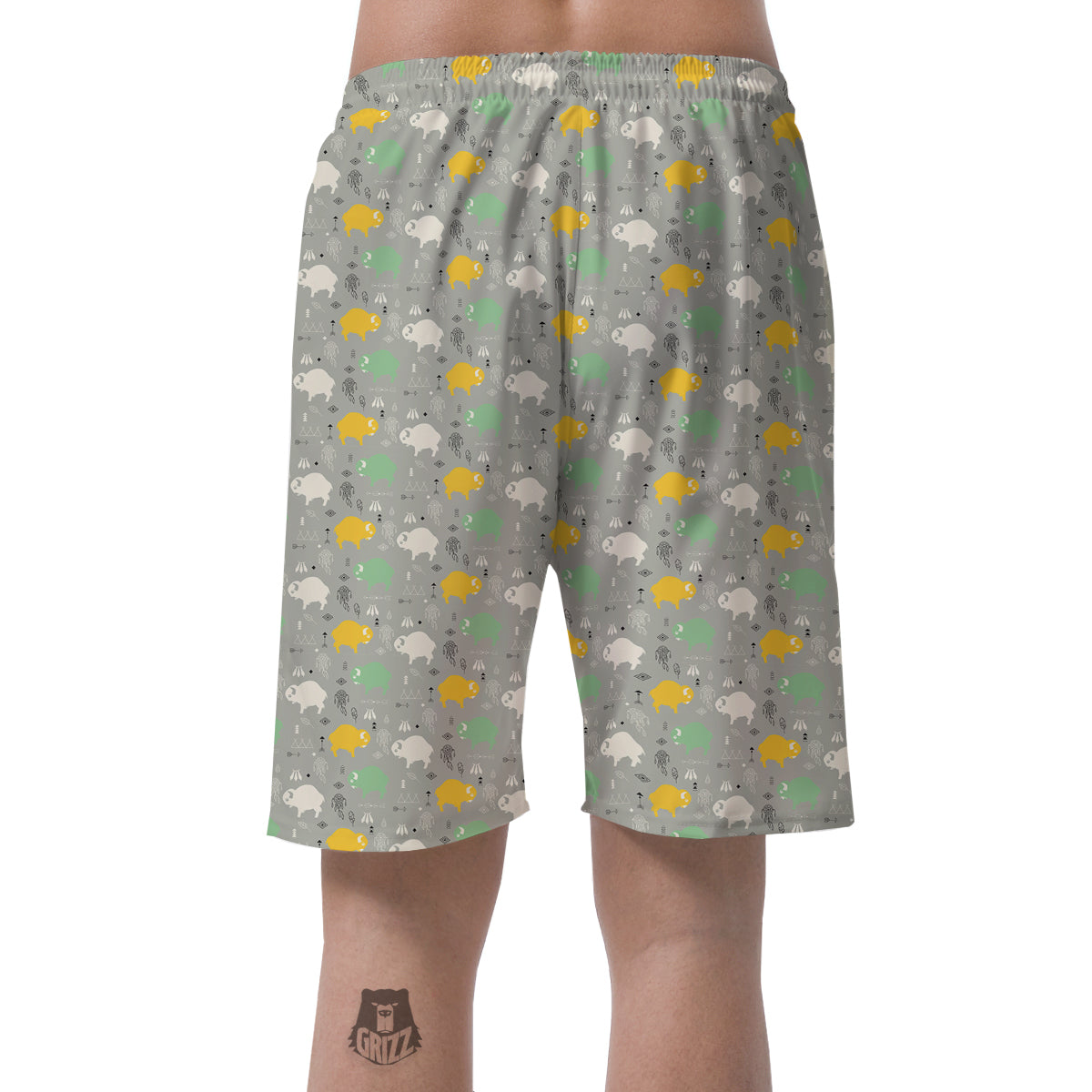 Aztec Bison Print Pattern Men's Shorts-grizzshop