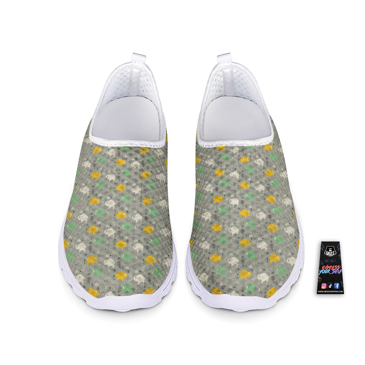 Aztec Bison Print Pattern Nurse Shoes-grizzshop