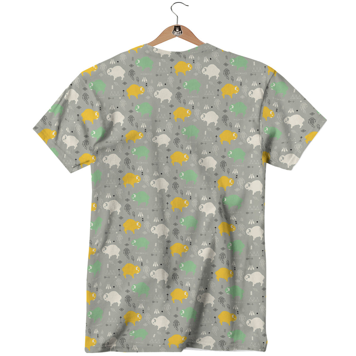 Aztec Bison Print Pattern T-Shirt-grizzshop