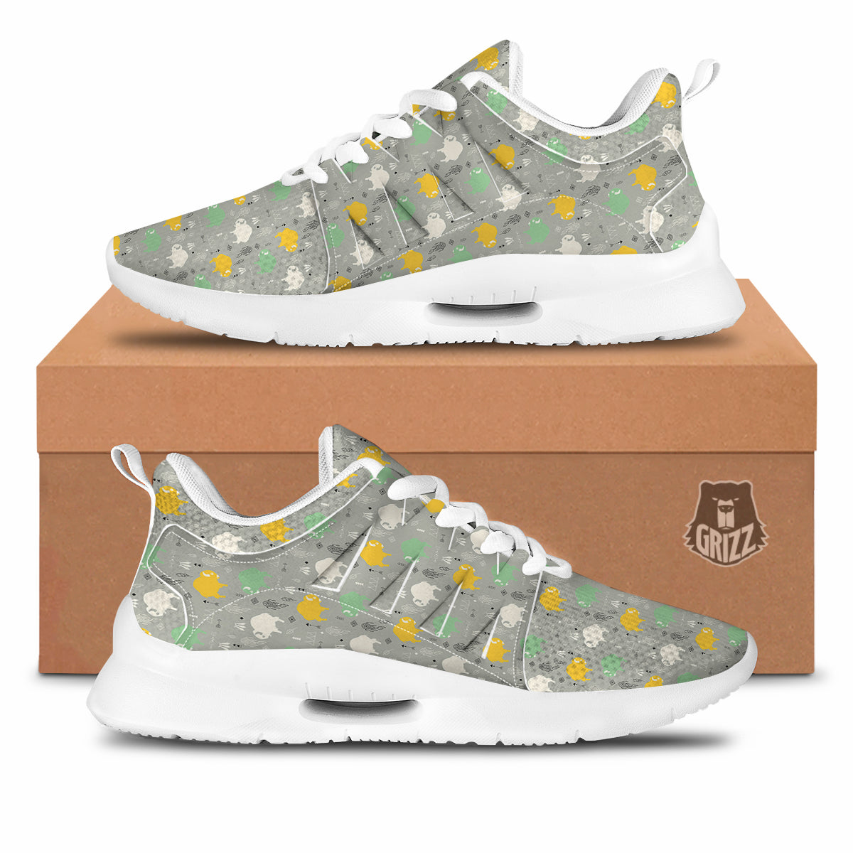 Aztec Bison Print Pattern Tennis Shoes-grizzshop