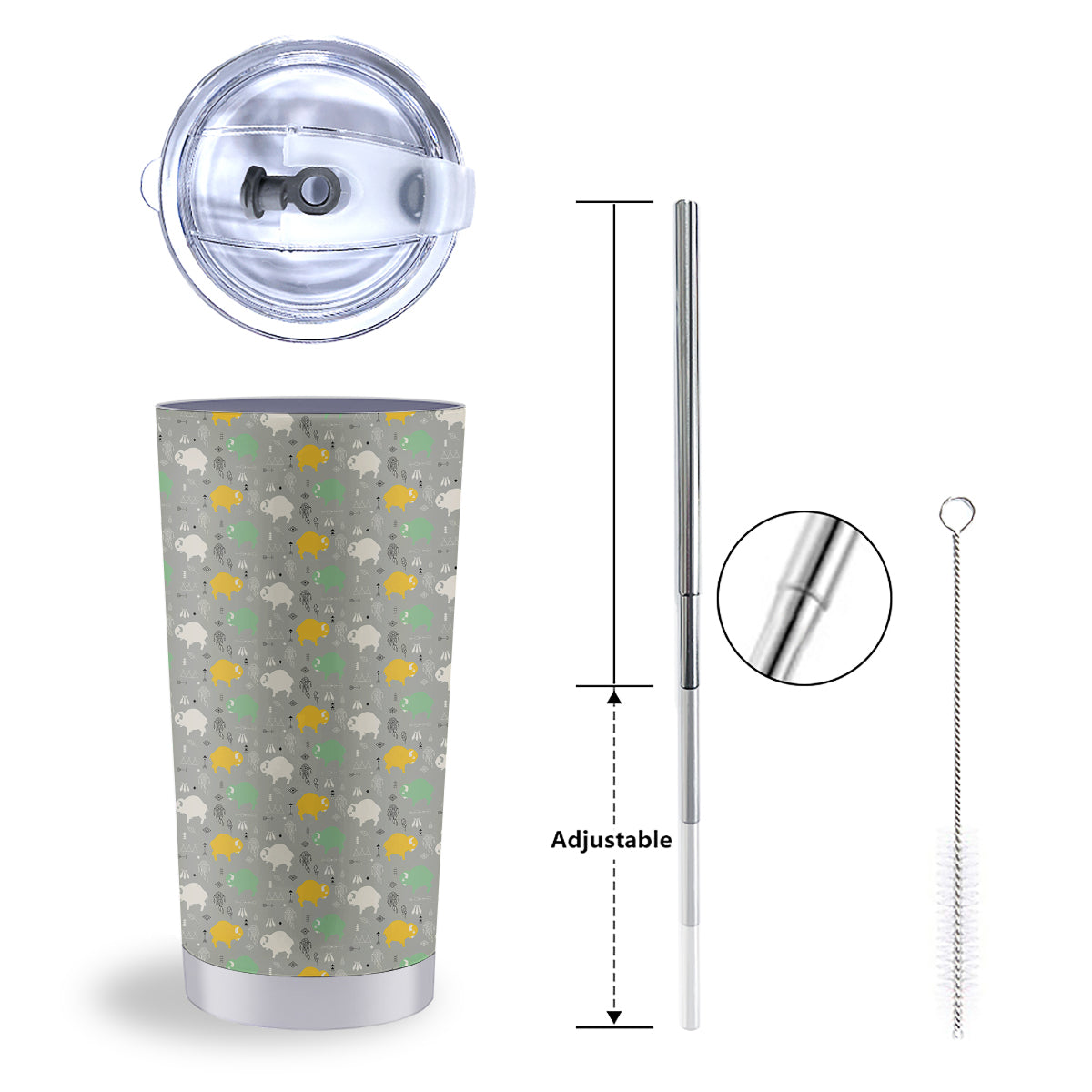 Aztec Bison Print Pattern Tumbler-grizzshop