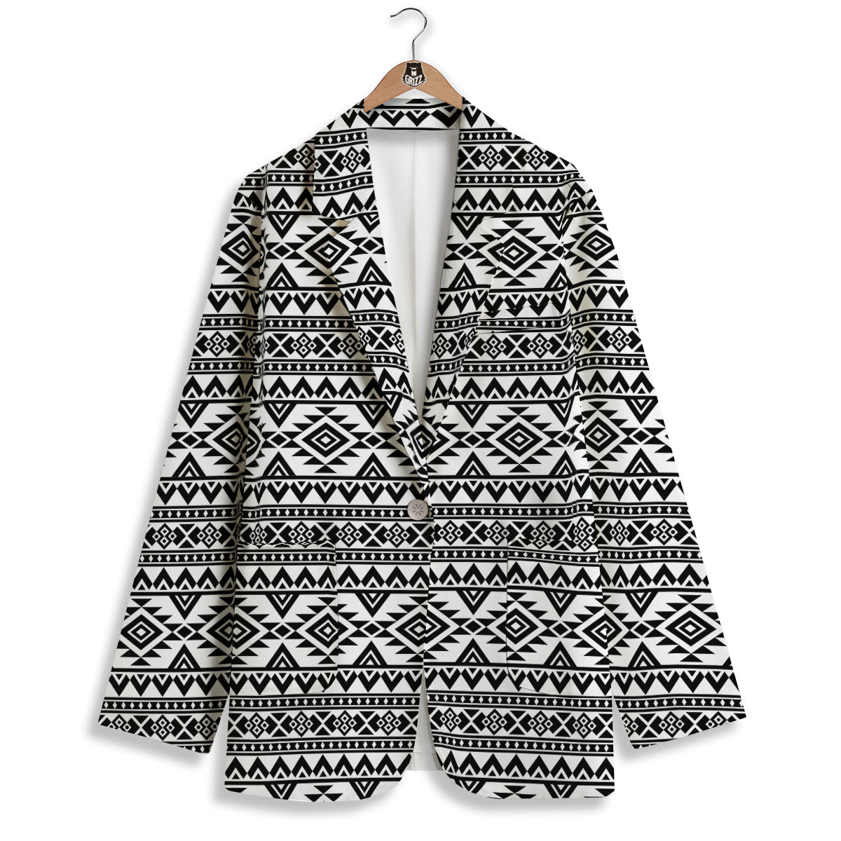 Aztec Black Ethnic Print Pattern Women's Blazer-grizzshop