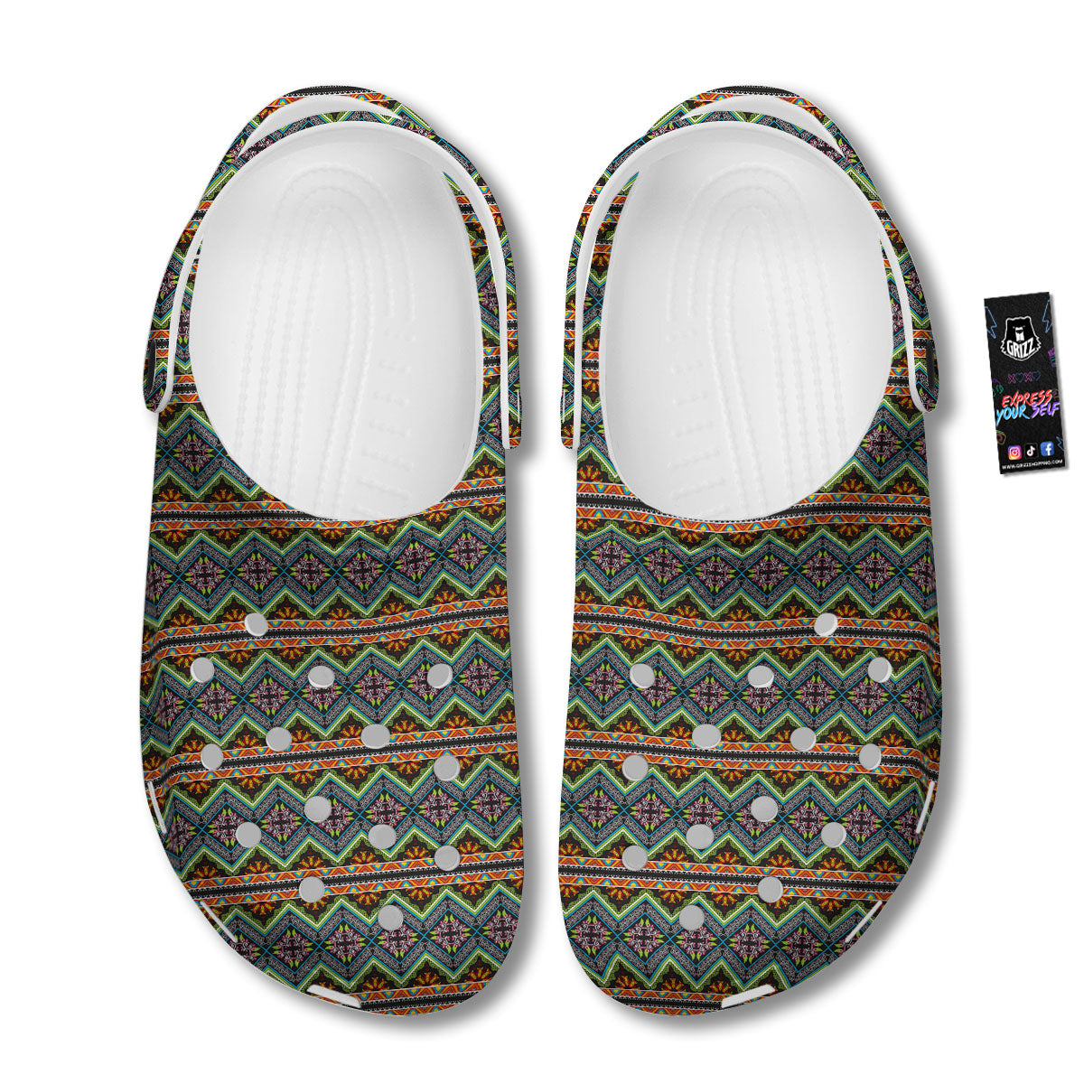 Aztec Boho Tribal Print Pattern Clog-grizzshop