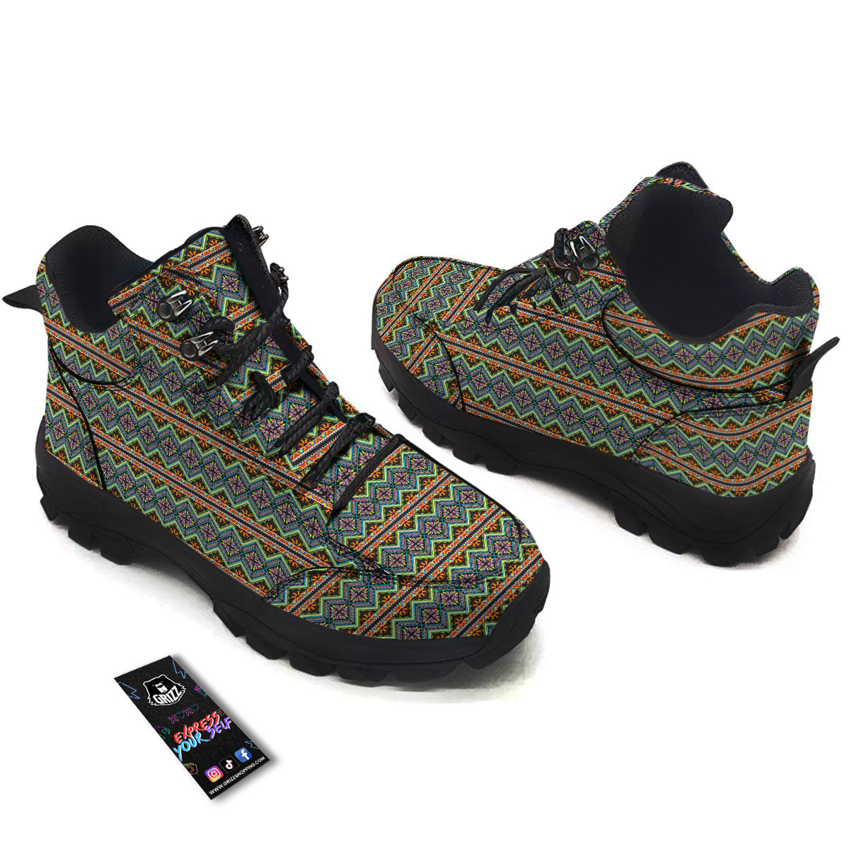 Aztec Boho Tribal Print Pattern Hiking Shoes-grizzshop