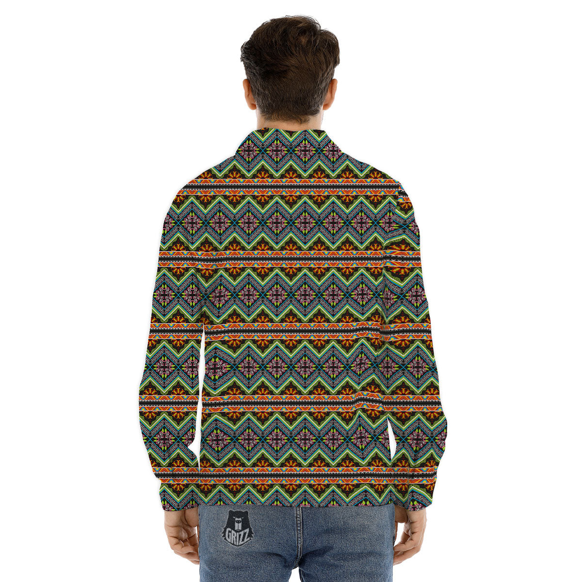 Aztec Boho Tribal Print Pattern Men's Dress Shirts-grizzshop