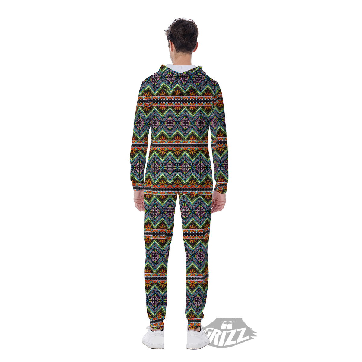 Aztec Boho Tribal Print Pattern Men's Jumpsuit-grizzshop