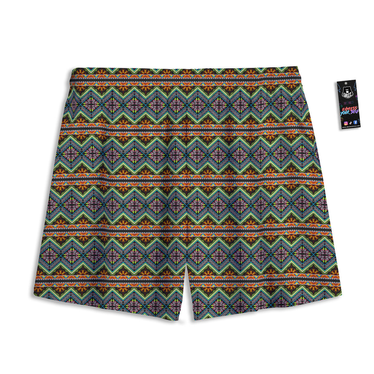 Argyle Red And Green Print Pattern Mesh Shorts