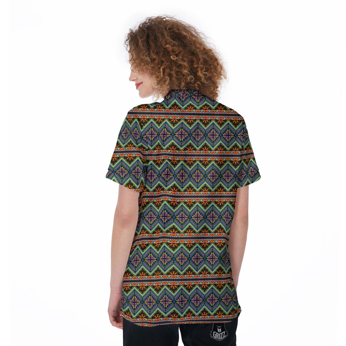 Aztec Boho Tribal Print Pattern Women's Golf Shirts-grizzshop