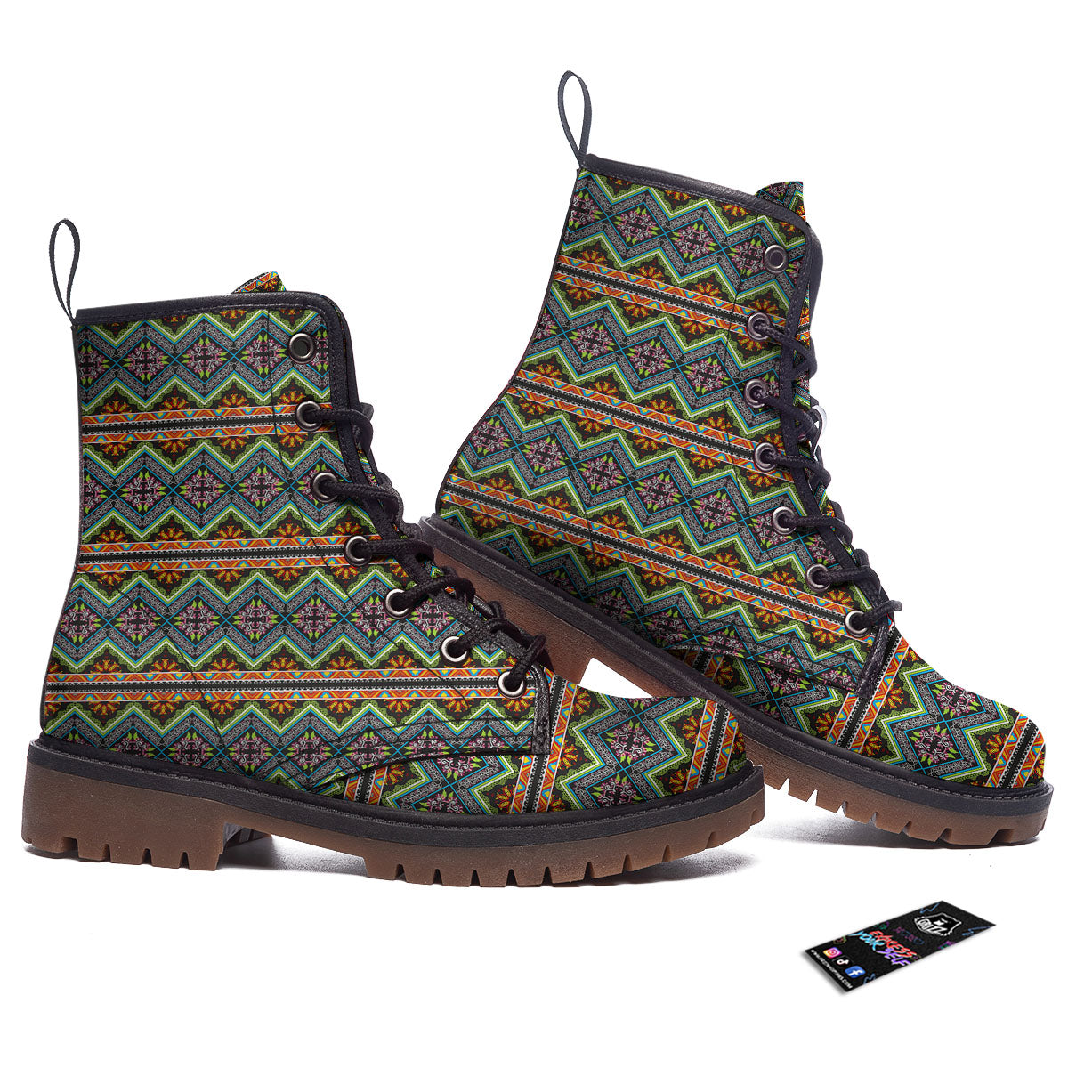Aztec Boho Tribal Print Pattern Work Boots-grizzshop