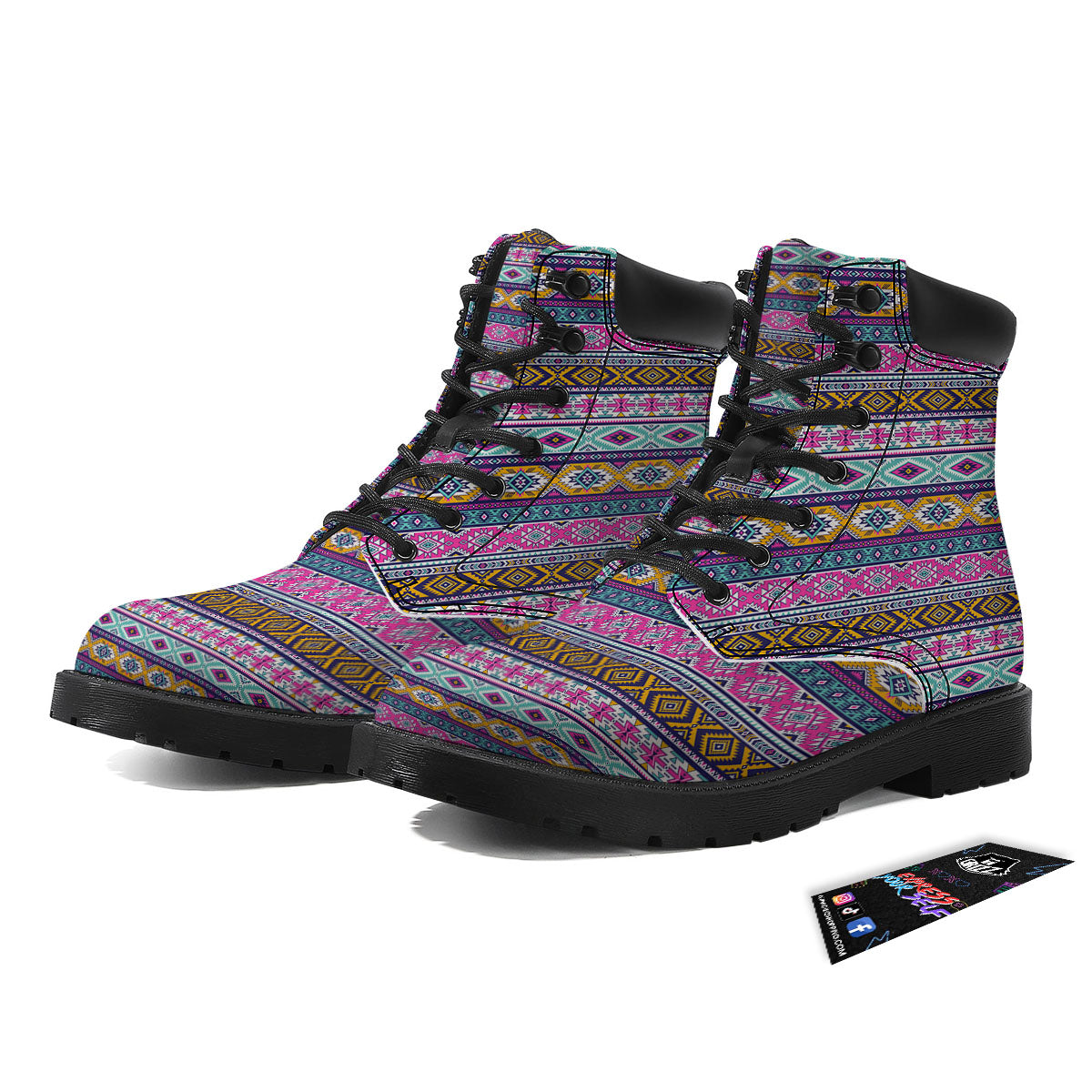 Aztec Bright Colors Print Pattern Boots-grizzshop