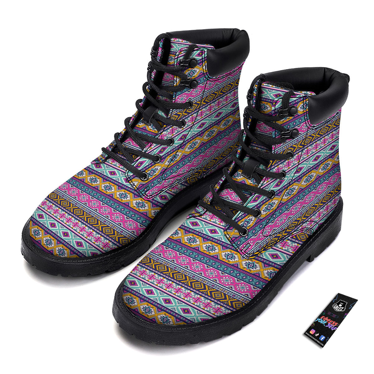Aztec Bright Colors Print Pattern Boots-grizzshop