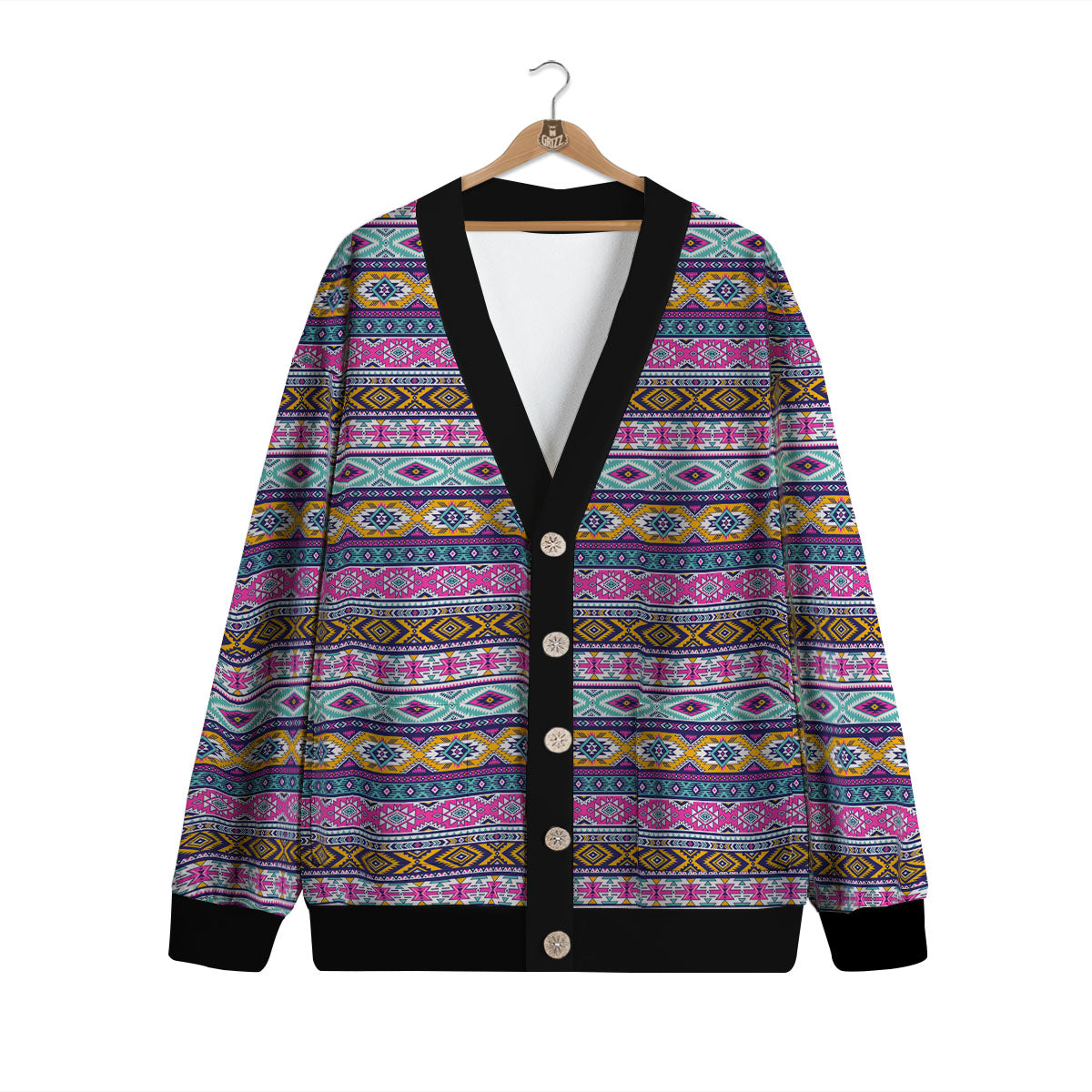 Aztec Bright Colors Print Pattern Cardigan-grizzshop
