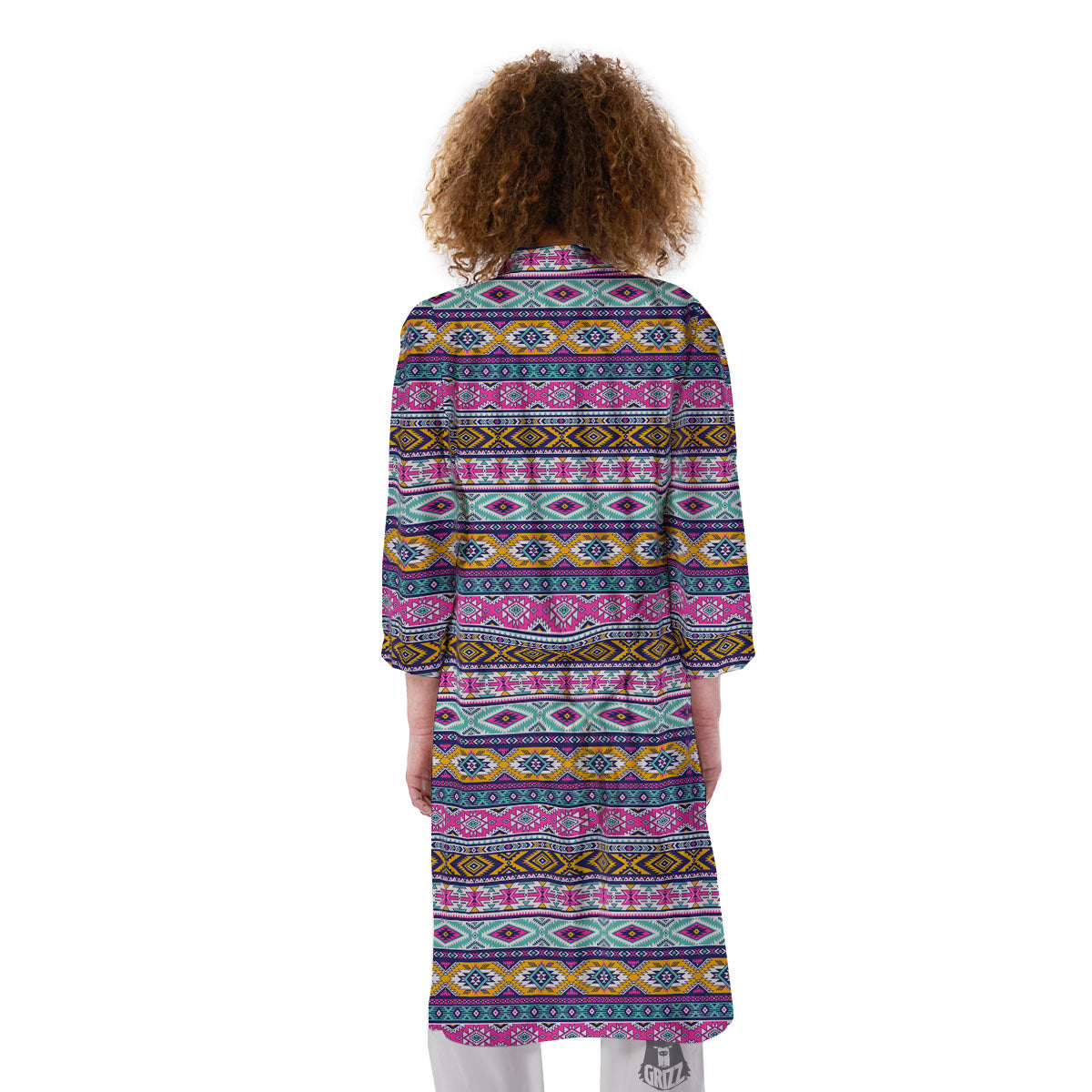Aztec Bright Colors Print Pattern Kimono-grizzshop
