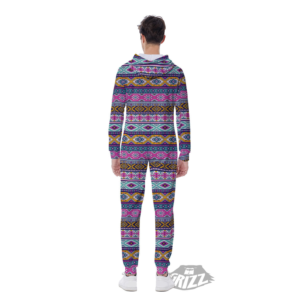 Aztec Bright Colors Print Pattern Men's Jumpsuit-grizzshop