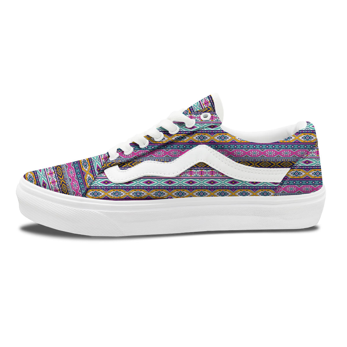 Aztec Bright Colors Print Pattern Skate Shoes-grizzshop