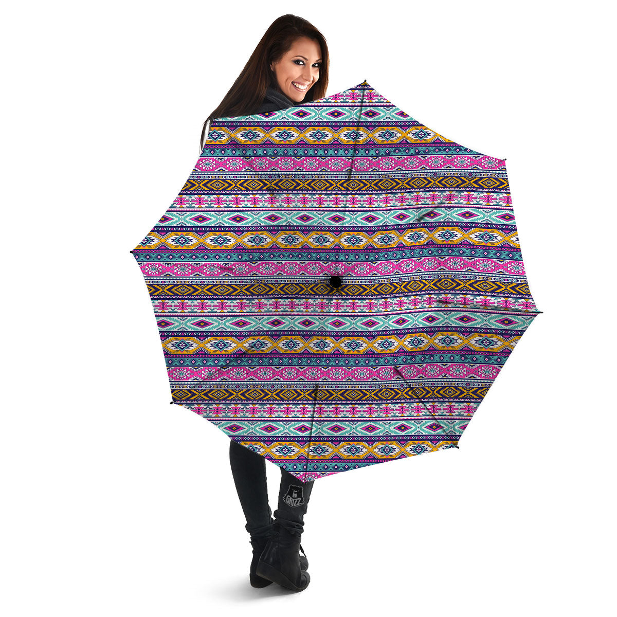 Aztec Bright Colors Print Pattern Umbrella-grizzshop